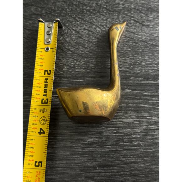 Vintage Mid Century Modern Solid Brass Swan Figurine Paperweight Ringer Holder - Picture 4 of 10